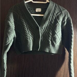 Aritzia Green Cable Knit Sweater